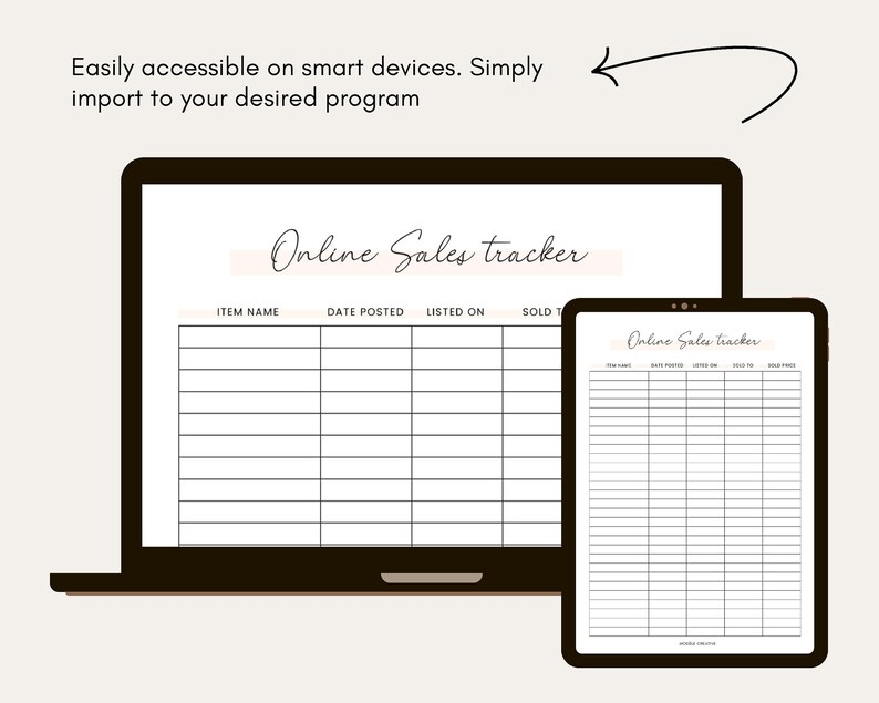 Online Sales Tracker Sales Log Printable Sales Tracking Sheet Online Reseller Tracker for ...