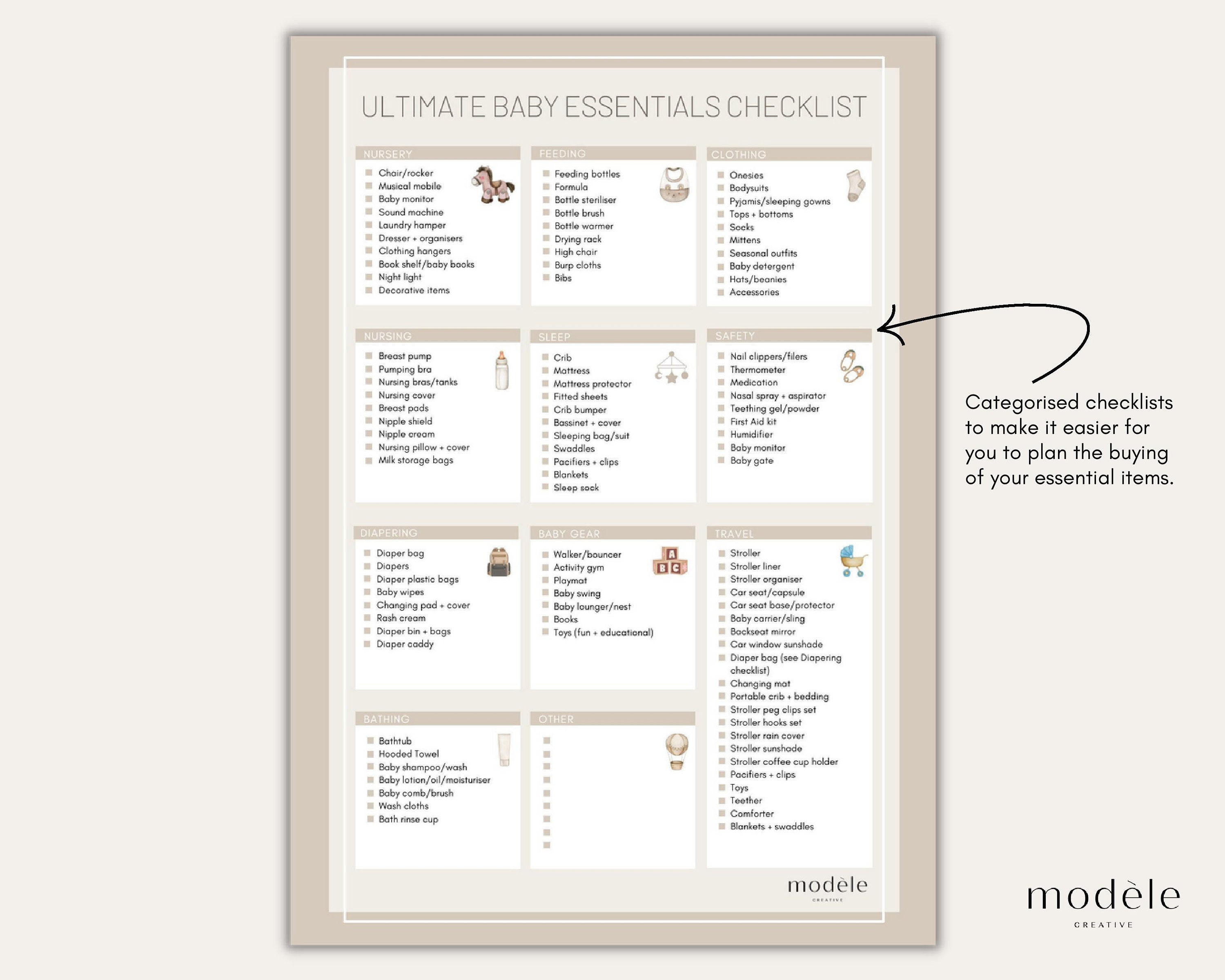 Baby Essentials Checklist Bundle Baby Planning Newborn Essentials ...