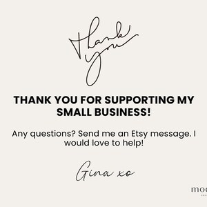 May include: Thank you for supporting my small business! Any questions? Send me an Etsy message. I would love to help! Gina xo mod&egrave;le CREATIVE