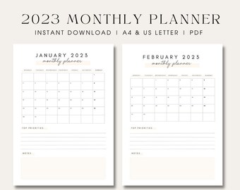 Minimaler Monatsplaner druckbare 2023 Monatsplaner Vorlage Neutraler Monatsplaner Monatlicher Schreibtischplaner Sofortiger digitaler Download