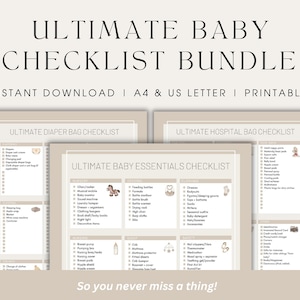 Baby Essentials Checklist Bundle Baby Planning Newborn Essentials Planning for Baby Preparation Pregnancy Checklists Mum To Be Gift Planner