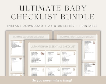 Baby Essentials Checklist Bundle Baby Planning Newborn Essentials Planning for Baby Preparation Pregnancy Checklists Mum To Be Gift Planner