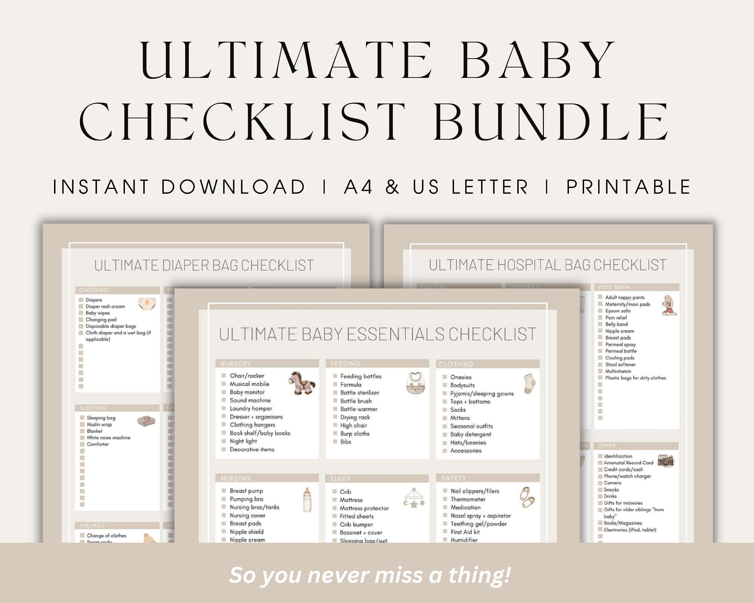 Baby Essentials Checklist Bundle Baby Planning Newborn Essentials ...