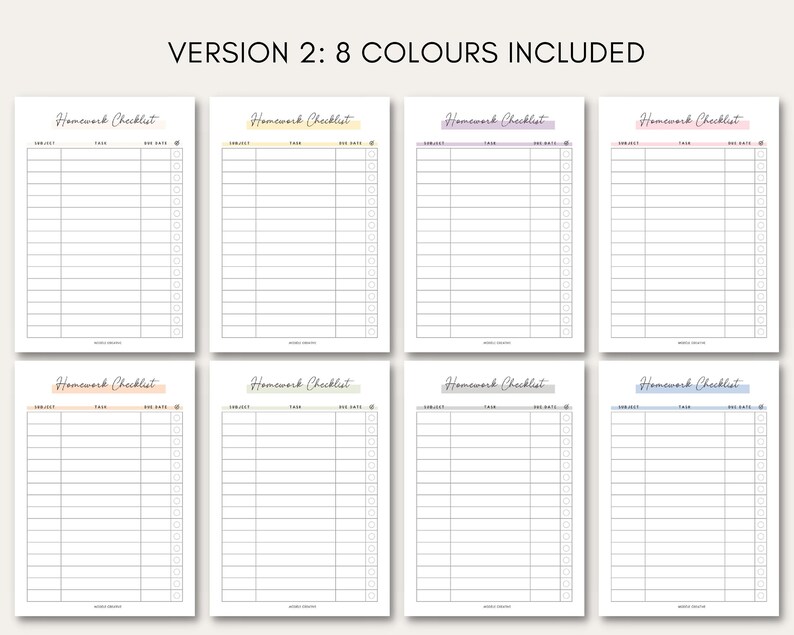 Homework Checklist Printable Student Planner for Students Planner Digital Homework Planner