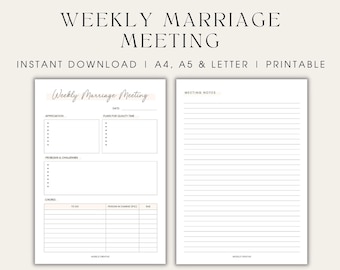 Weekly Marriage Meeting Template for Couples Downloadable Printable