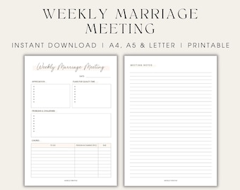 Weekly Marriage Meeting Template Marriage Communication Relationship Strengthening Marriage Planner Printable Template Couples Activity