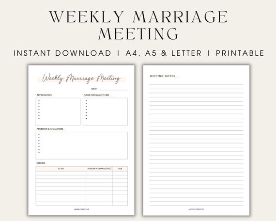 Weekly Marriage Meeting Template Marriage Communication Relationship Strengthening Marriage Planner Printable Template Couples Activity