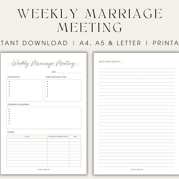 Weekly Marriage Meeting Template Marriage Communication Relationship Strengthening Marriage Planner Printable Template Couples Activity