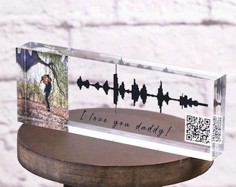 Personalized Soundwave Art | Sound Wave Art | Voice Recording Gift | Song Plaque Custom with QR code | Christmas Gift | Personalized Gift