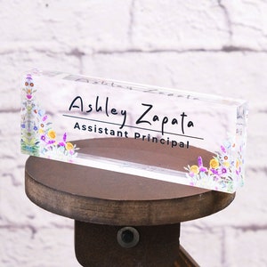 Name Plate for Desk Personalized Office Decor Nameplate Sign Office Desk Name Plate Gift FLOWERS