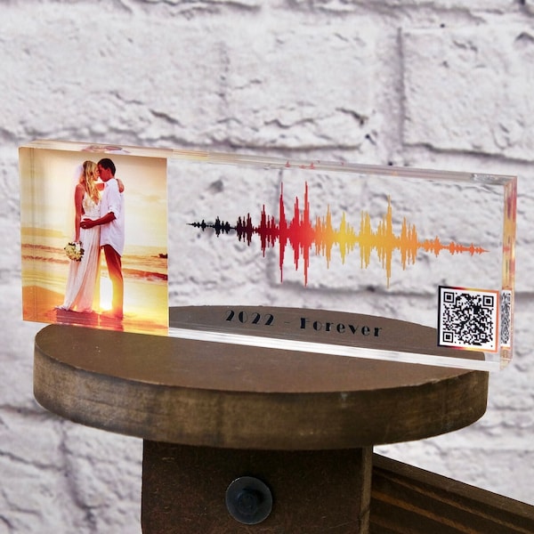 Soundwave Art QR-code | Liedplaquette AANGEPASTE | Geluidsgolf met QR-code | Jubileumcadeau | Paar cadeau