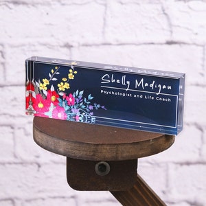 Personalized Name Plate for Desk Custom Office Decor Nameplate Sign Office Desk Name Plate Teacher Gift FLOWERS