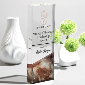 Personalized Trophy, Company Memorial Plaque, Personalized Corporate Trophy Award, Custom Engraved Crystal Award, Clear Glass Trophy