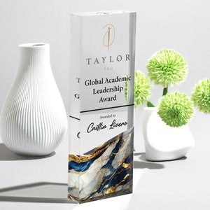 Custom Trophy, Company Memorial Plaque, Personalized Corporate Trophy Award, Custom Engraved Crystal Award, Clear Glass Trophy