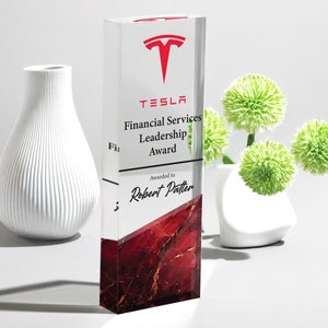 Gepersonaliseerde Corporate Trophy Award, bedrijfsgedenkplaat, Custom Engraved Crystal Award, helderglazen trofee