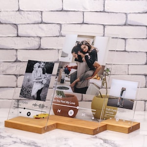 Personalisierte Musiktafel mit Ständer | Custom Song Plaque-Druck mit personalisiertem Foto & Song | Einzigartiges Geburtstagsgeschenk | Songglas
