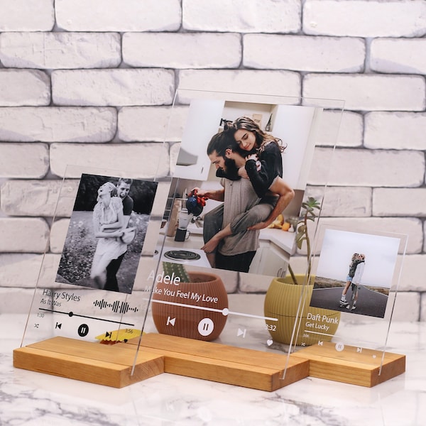 Personalized Music Plaque With Stand | Custom Song Plaque Print with Personalized Photo & Song | Unique Anniversary Gift  | Song Glass