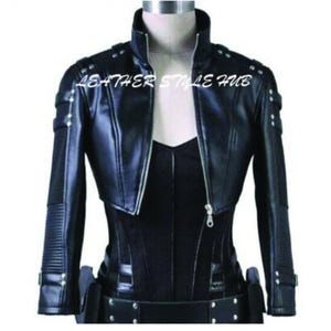 Boléro court en cuir d'agneau souple de haute qualité pour femmes et filles, vestes gothiques haussement d'épaules, coupe ajustée, beau look