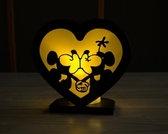 Mickey & Minnie Heart Shaped Night Light