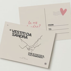 San Valentino cartolina/biglietto A6 - san valentino/SANDRA E RAIMONDO/card/letter/love/indie/muscia/italiana/canzoni/amore/frasi