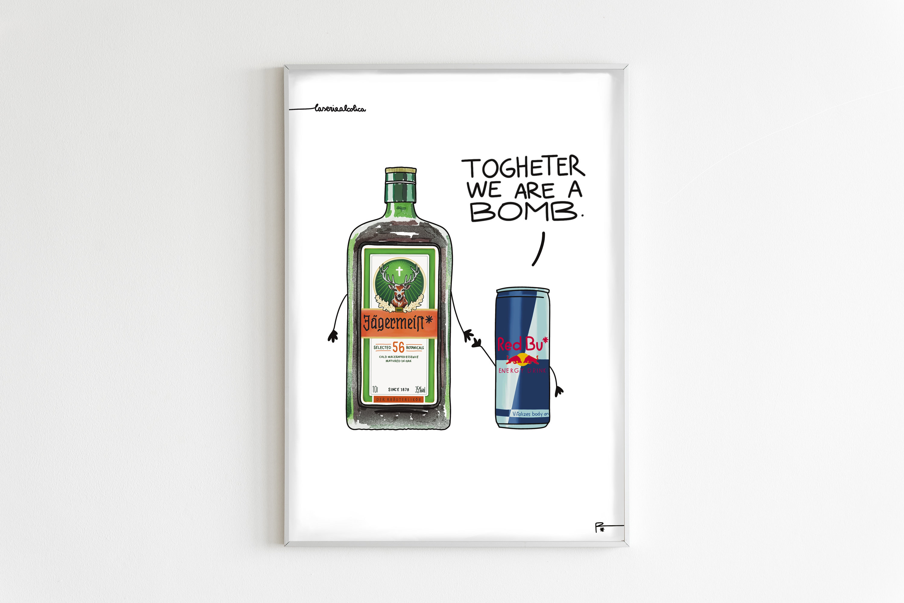 Jager Bomb - Together We Are a Bomb - the Alcoholic Series -  Poster/print/drink/illustration/gift/present/romantic Quote /romantic  Phrases - Etsy Israel