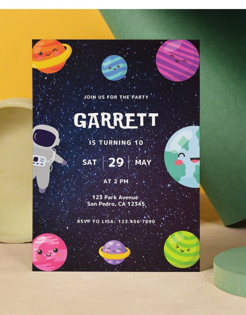 SPACE BIRTHDAY INVITATION Digital Download. Party Invitation Etsy