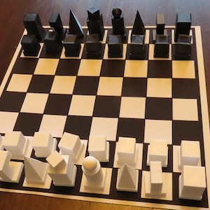 mini chess pieces "Bauhaus" 3D printing B&W