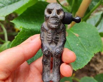 Unique Antique Meteorite Pendant Ancient China Culture Carving Hongshan Figurine, Jade Crystal Healing Pendant Suspected alien civilization