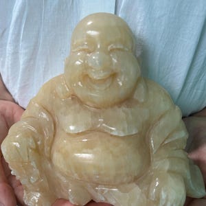 Natural Yellow Crystal Buddha, Rose Quartz Laughing Buddha, Yellow Happy Buddha Crystal Statue, Gemstone Fat Buddha, Happy Buddha Figurine