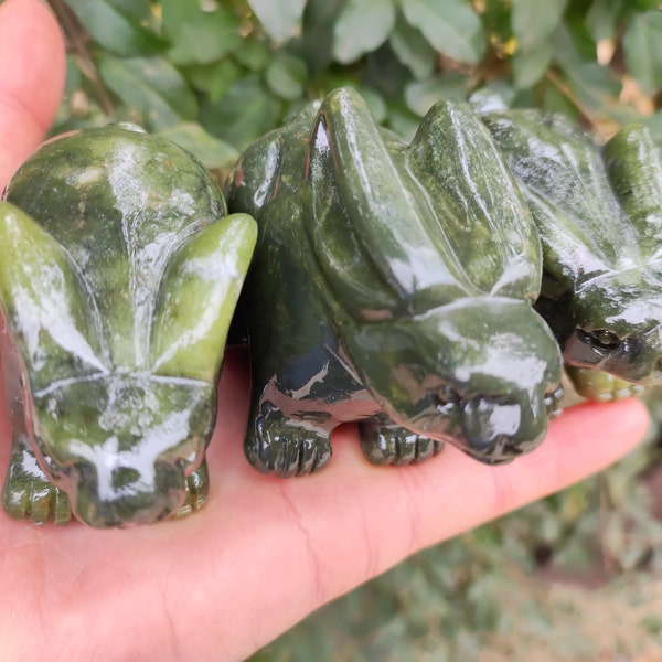 Get 1 piece Funny jade crystal healing Light green jade rabbit statue carved,Crystal ,Handmade Raw Stone jade rabbit statue Quartz Crystal