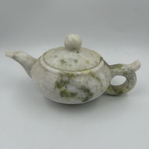 Juego de té de jadeíta, tetera de 5 tazas en estuche, jade natural, curación, salud, cristal de cuarzo, decoración, curación, ceremonia del té chino, juego de té