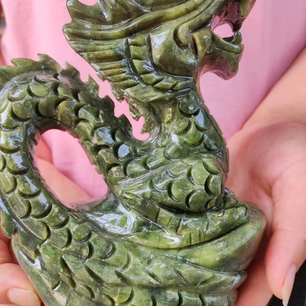 Green Jade Dragon Statue Etsy