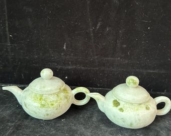 Get 1 Jade Tea Set  Tea Pot 3 cups in case, Natural jade healing health crystal Quartz pot decoration healing chinese tea ceremony tea set