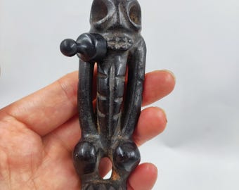 Antique Rare Meteorite Pendant Ancient China Culture Carving Hongshan Figurine, Jade Crystal Healing Pendant Suspected Alien Civilization
