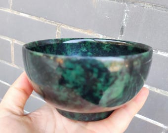 Tigela de pedra de jade natural, cinzeiro de cristal, castiçal, gema esculpida, reiki, tigela de quartzo de ágata natural, cura energética, meditação zen espiritual.