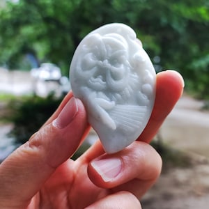 Hand-Carved Animal Natural White Jade Carved Pendant Necklace for Men Women, Zodiac Stone Amulet Jewelry Accessories Bring Peace Good Luck