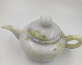 Jade Jadeite Tea Set  Tea Pot  cups in case, Natural jade healing health crystal Quartz pot decoration healing chinese tea ceremony tea set