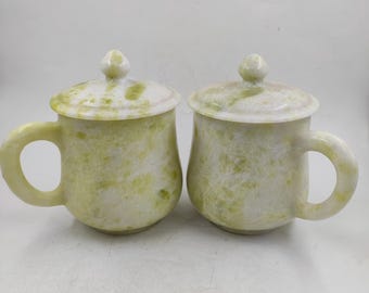 Get 1 Exquisite Natural  jade tea cup, Hand Carved Crystal Mugs Juice Jade Crafts Jadeite coffee cup Crystal Water Energy Quartz
