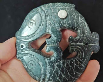 Tibet Hongshan Culture, Meteorite Iron Pendant, Blessing Magnet Glaze Charms, Ancient Jade Jewelry, Good Luck Collection Feng Shui Necklace