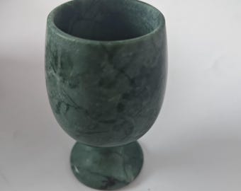 Tazza da caffè in giada blu fine con cristallo verde curativo, cristallo, pietra grezza fatta a mano, bicchiere da vino in giada, gemma, chakra, quarzo, tazza da caffè in cristallo