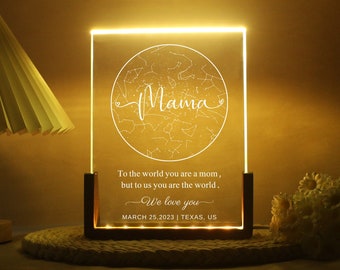 Benutzerdefinierte Sternkarte Licht für Mama, das erste Muttertagsgeschenk für Frau, sinnvolle Muttertagsgeschenke, das Datum, an dem sie Mama wurde, Mama Geschenk