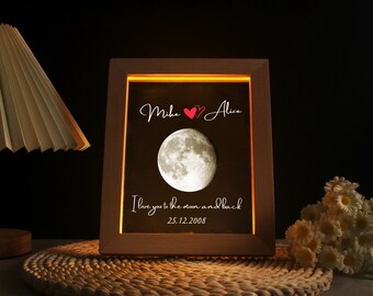 Personalized Moon Phase Acrylic lamp, Custom Moon Phase By Date Acrylic Night Light, Anniversary Gift,Customized Couple Gifts