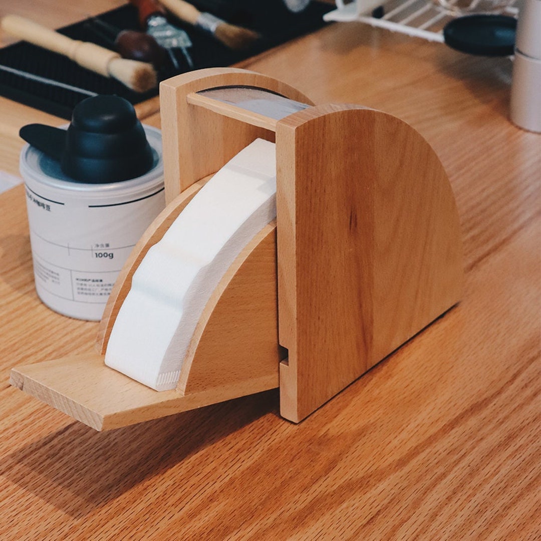 Bamboo Coffee Filter Paper Storage Container Hand Brewed Etsy