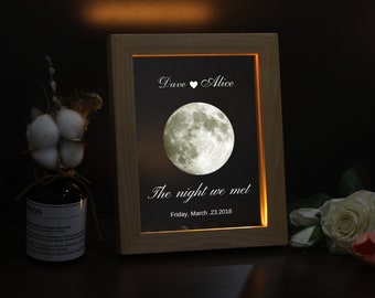 Personalisierte Mondphase Acryllampe, benutzerdefinierte Mondphase nach Datum Acrylnachtlicht, Jubiläumsgeschenk, kundenspezifische Paargeschenke