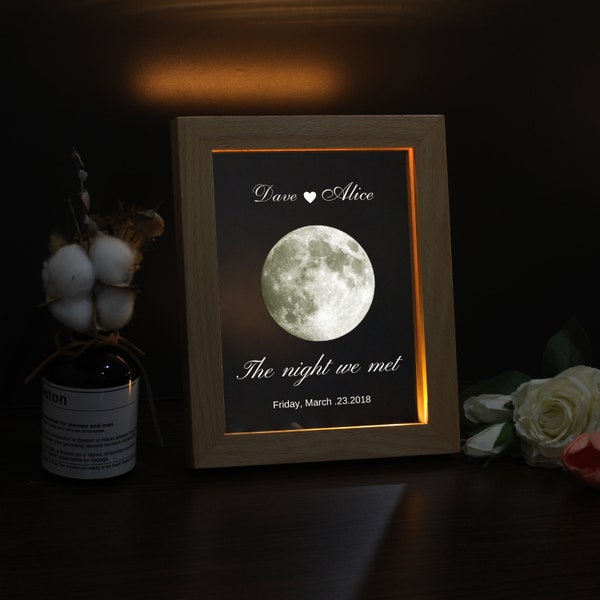 Personalized Moon Phase Acrylic lamp, Custom Moon Phase By Date Acrylic Night Light, Anniversary Gift,Customized Couple Gifts