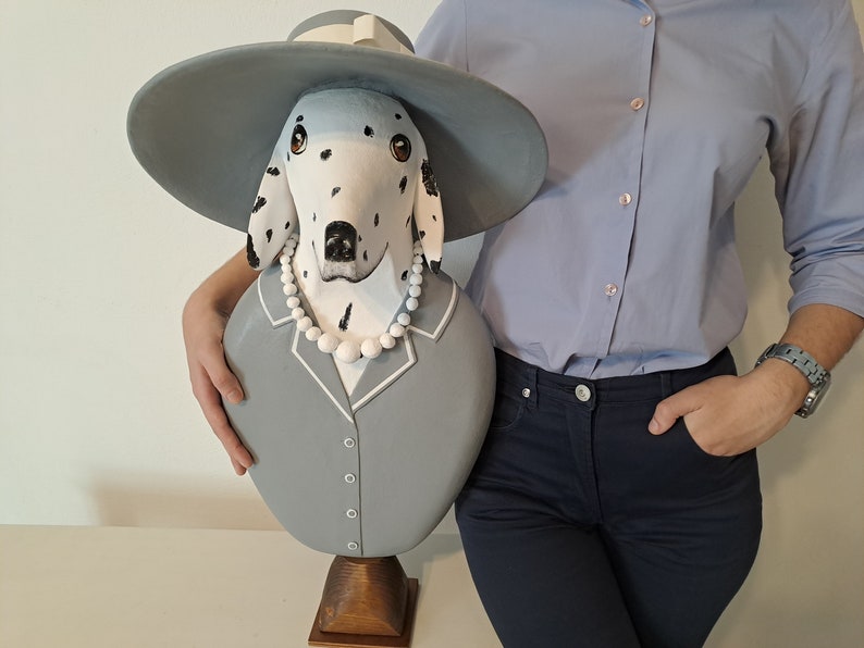 Dalmatian Dog Art Paper Mache Home Decor Sculpture Painted Etsy