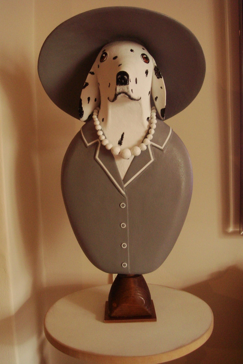 Dalmatian Dog Art Paper Mache Home Decor Sculpture Painted Etsy