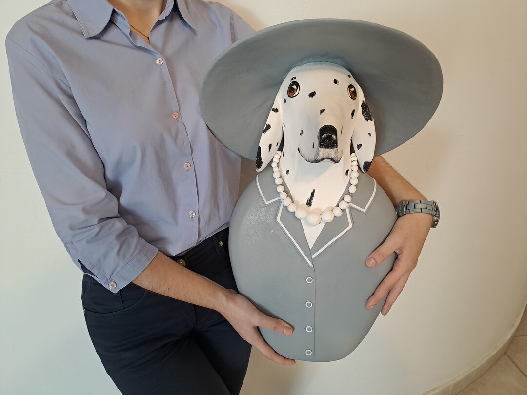 Dalmatian Dog Art Paper Mache Home Decor Sculpture Painted Etsy