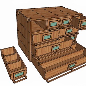 Laser cut modular organizer transformer with drawer, for storage tool, DIY, digital files svg cdr pdf dxf image 10