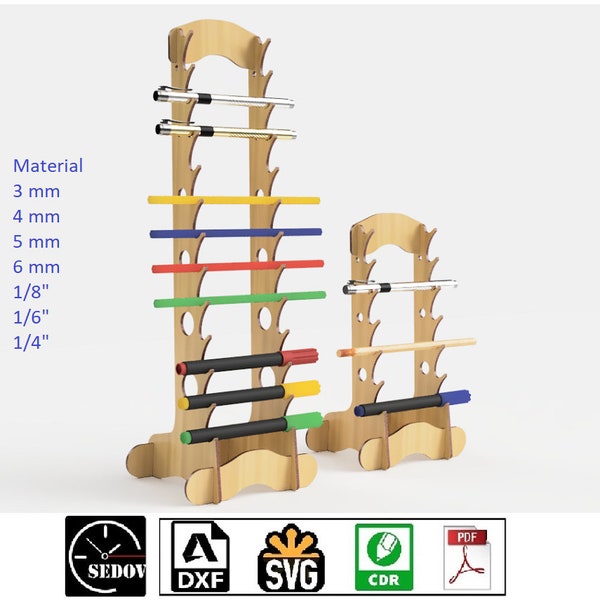 Laser Cut Stifthalter Display Stand 2 Größen Schaufenster - Marker Halter - Bleistift Verkaufsregal - Verkauf von Filzstiften DIY svg cdr pdf dxf